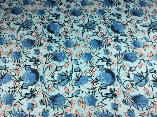 NEW Haute Italian 100% Silk Floral Print Fabric Made In Italy