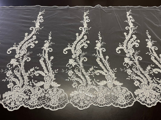 NEW High Class Bridal Embroidered Sequins Tulle Trim / Trimming