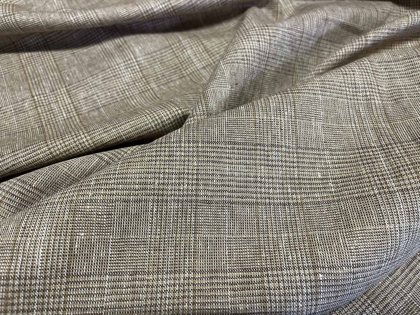 NEW High Class 100% Linen Check Fabric