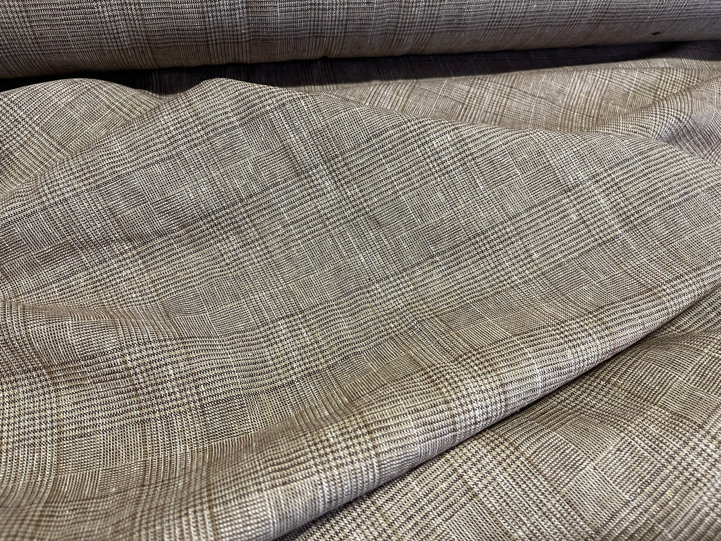 NEW High Class 100% Linen Check Fabric