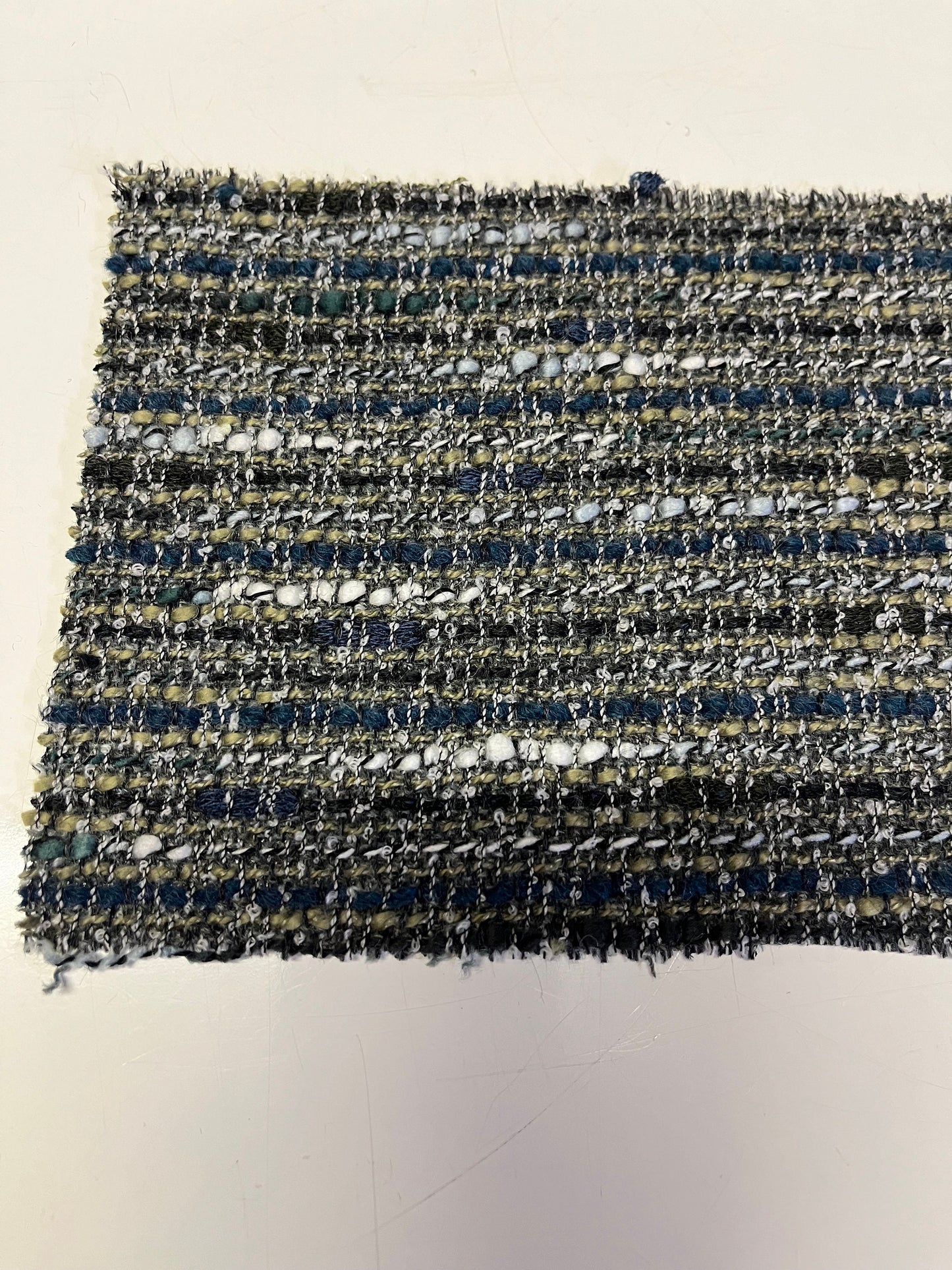 NEW High Class Shades Of Green Blue Black Off White Stripe Wool Linen Mohair Couture Tweed Boucle Fabric (Read Description) (SOLD OUT)