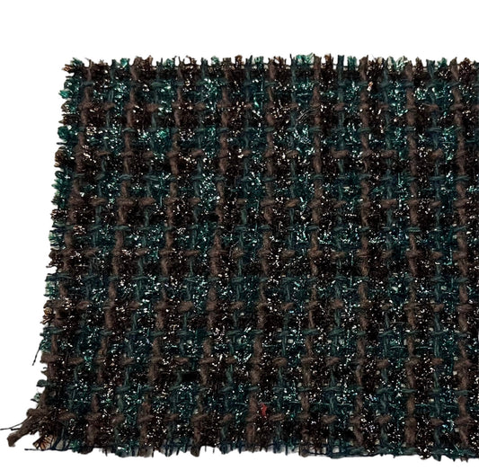 NEW High Class Shiny Emerald Metallic Brown Wool Couture Tweed Boucle Fabric (Read Description)