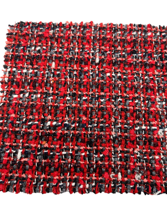 NEW High Class Red Black Wool Silk Mohair Couture Tweed Boucle Fabric (Read Description)