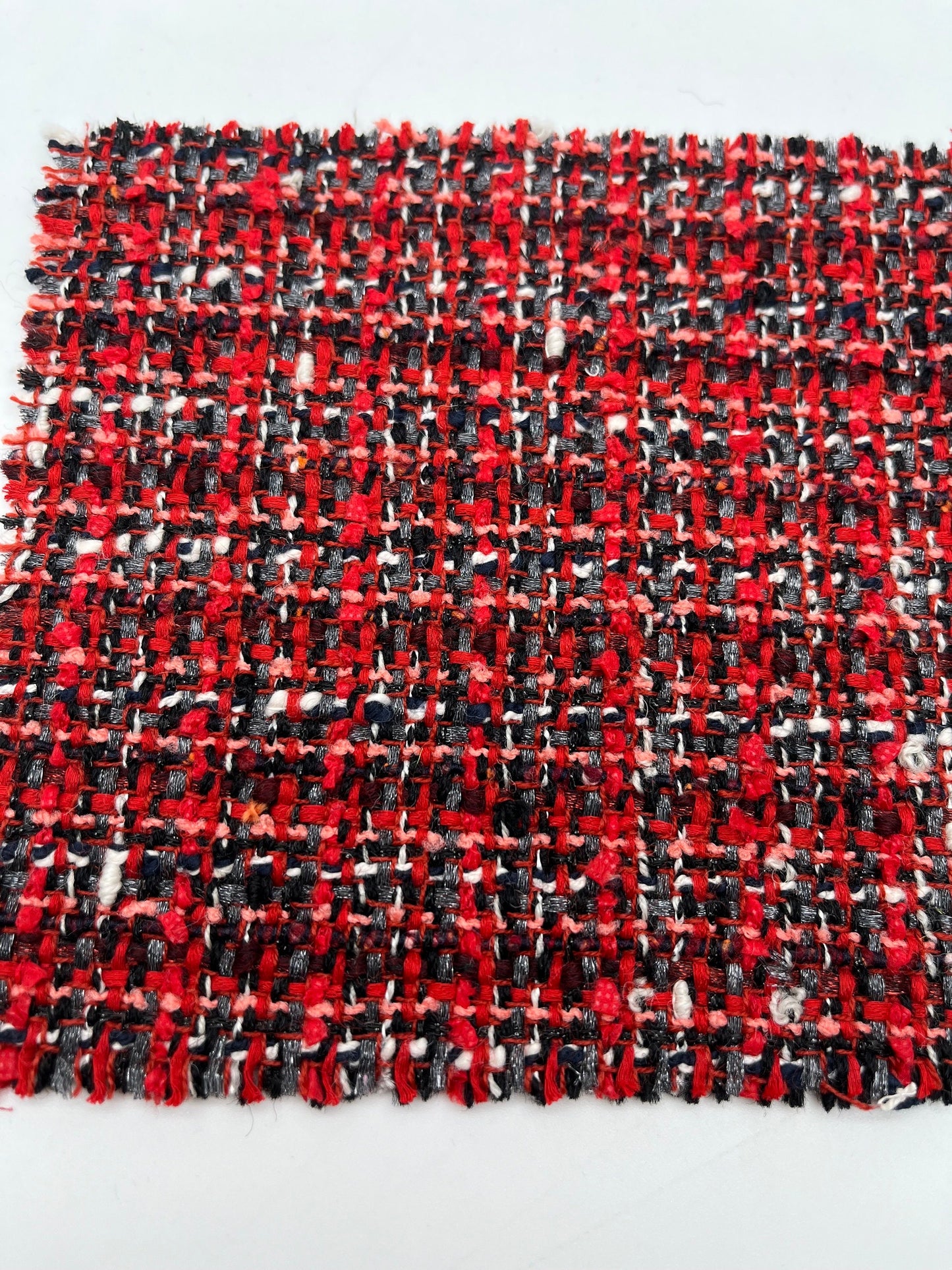 NEW High Class Red Black Wool Silk Mohair Couture Tweed Boucle Fabric (Read Description)