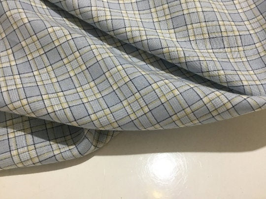 NEW High Class 100% Pure Irish Linen Check Fabric Made In Ireland