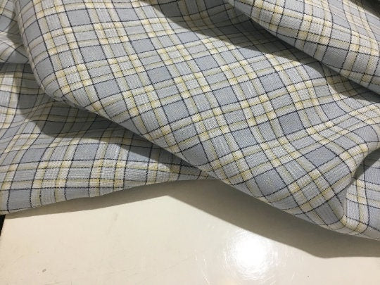 NEW High Class 100% Pure Irish Linen Check Fabric Made In Ireland