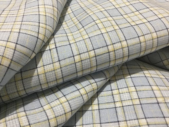 NEW High Class 100% Pure Irish Linen Check Fabric Made In Ireland