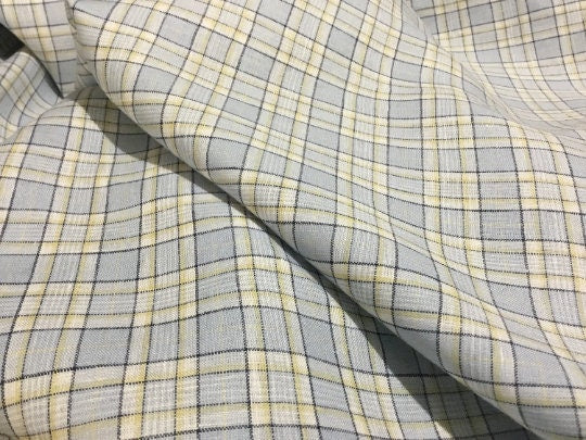 NEW High Class 100% Pure Irish Linen Check Fabric Made In Ireland