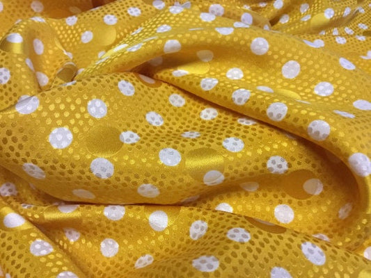 NEW High Class 100% Pure Silk Satin Jacquard Polka Dot Print Fabric