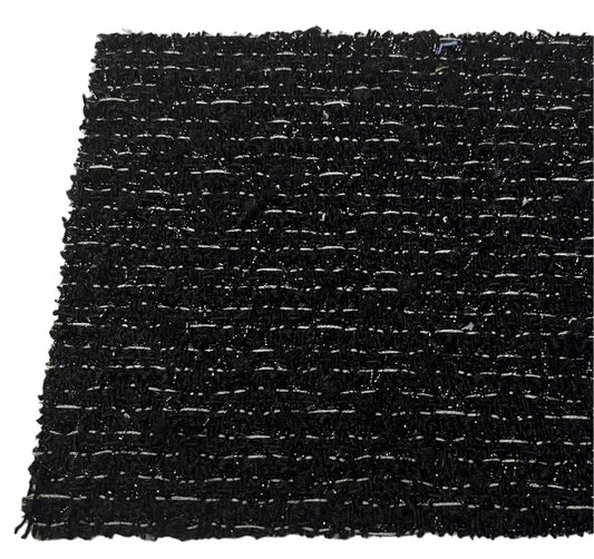 NEW High Class Shiny Black White Wool Couture Tweed Boucle Fabric (Read Description)