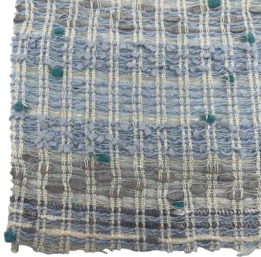 NEW High Class Pale Blue Silver and Turquoise Pom Pom Couture Tweed Boucle Fabric (Read Description)