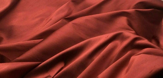 NEW High Class Red Copper Burgundy Colour Stretch Silk Slub Dupion Fabric