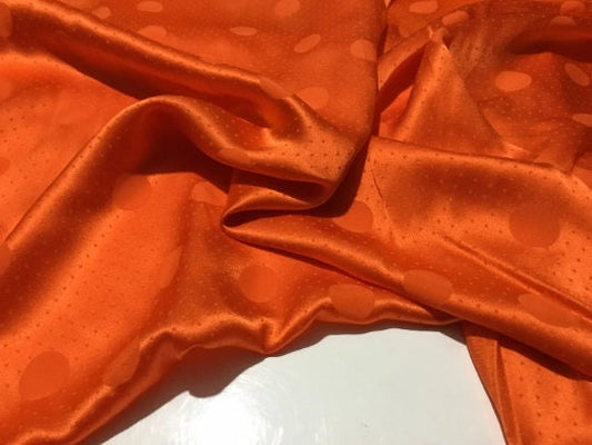 NEW High Class Orange 100% Pure Silk Satin Jacquard Fabric