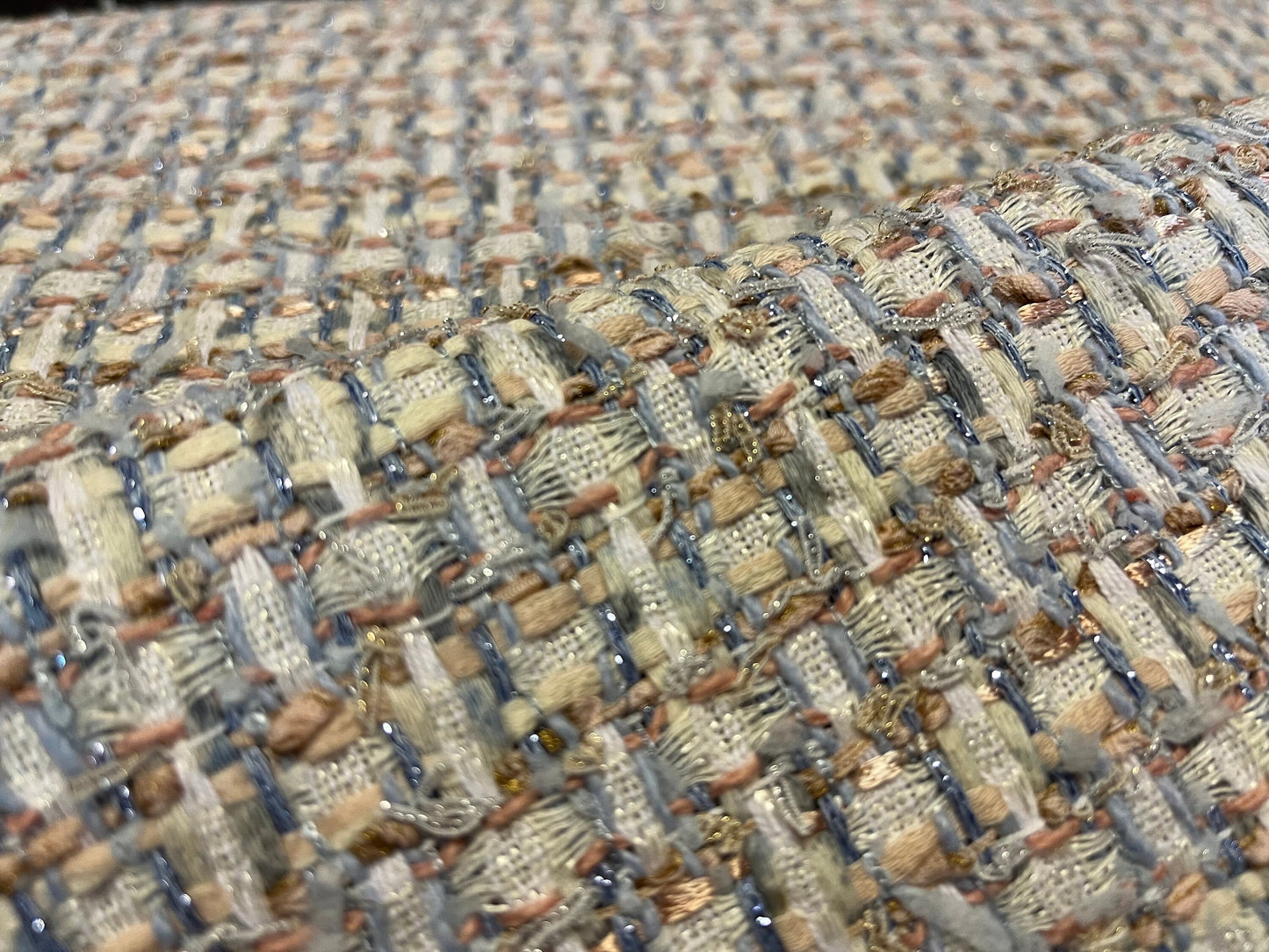 NEW High Class Couture Tweed Boucle Checked Fabric (Read Description)