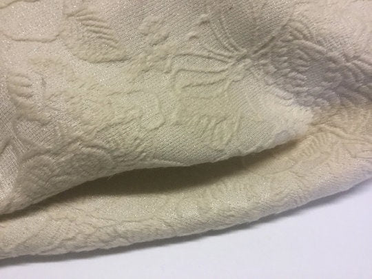 NEW High Class Nude Cream Wool Silver Lurex Tweed Boucle Jacquard Fabric