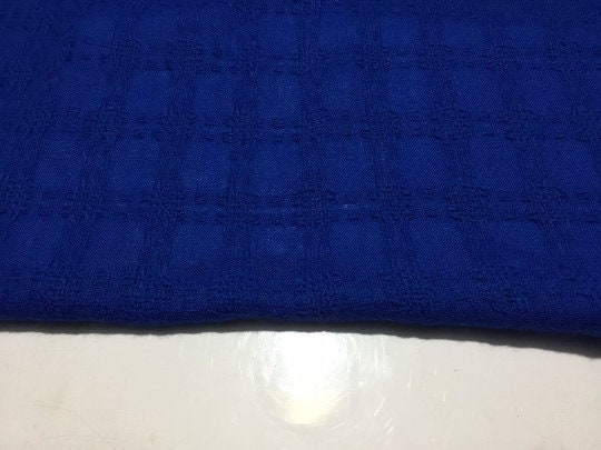 NEW High Class Couture Blue 100% Wool Check Fabric