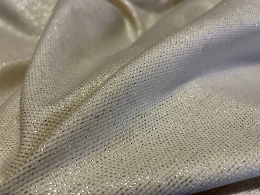 NEW High Class Ivory Wool Tweed Silver Lurex Fabric