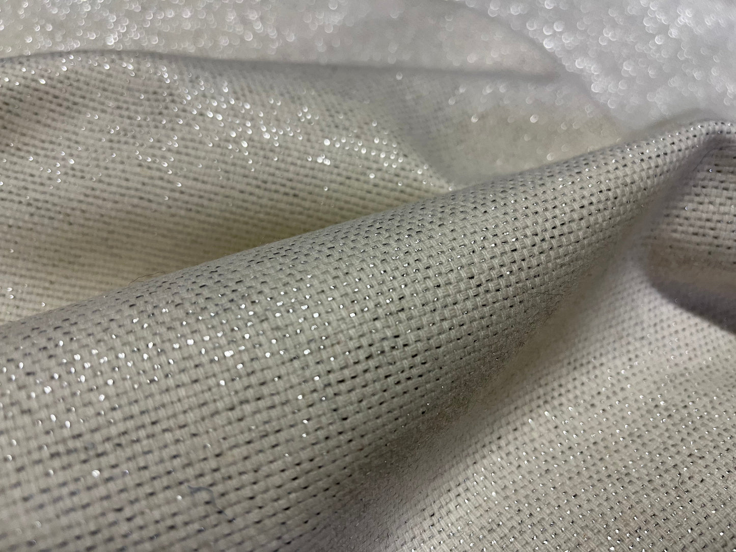 NEW High Class Ivory Wool Tweed Silver Lurex Fabric