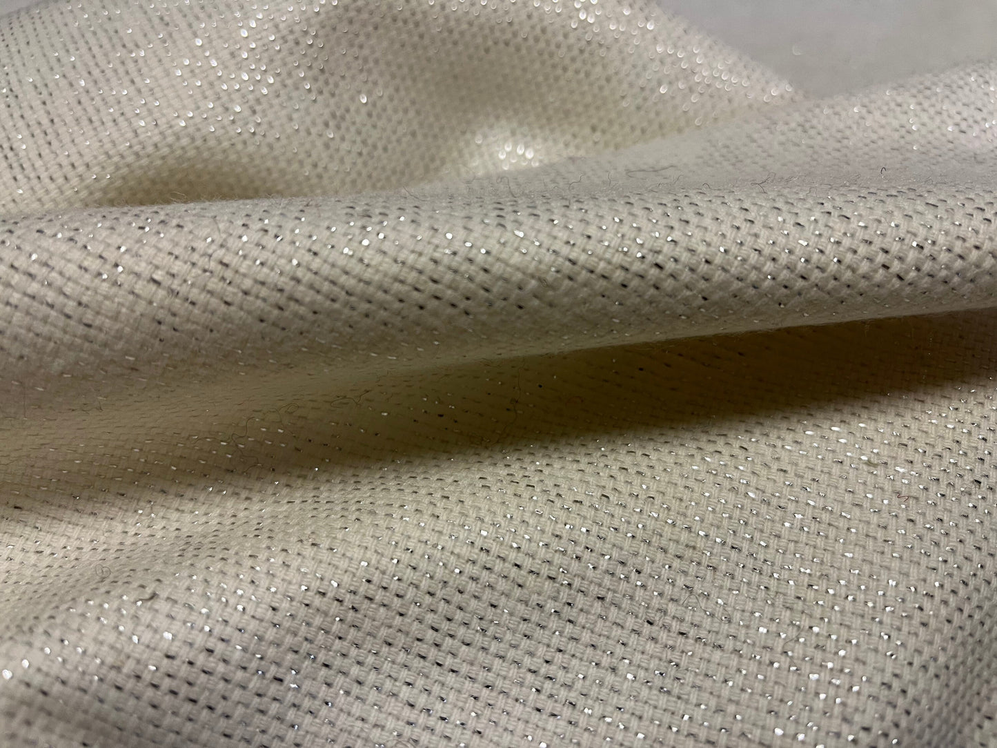 NEW High Class Ivory Wool Tweed Silver Lurex Fabric