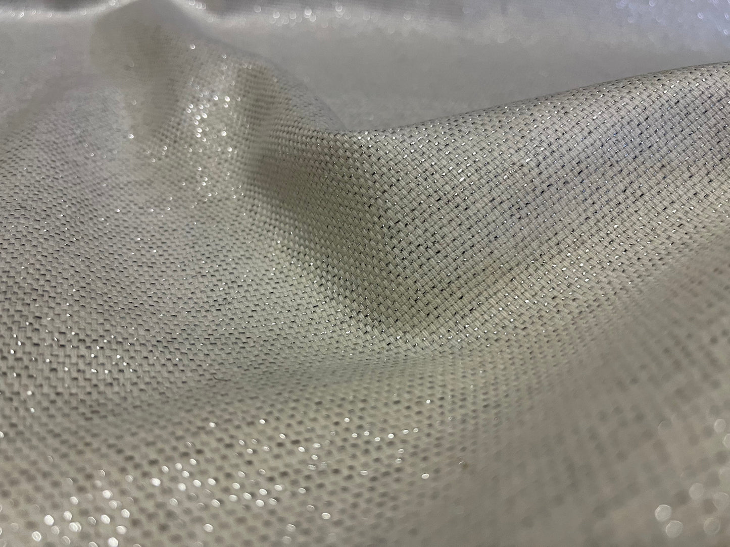 NEW High Class Ivory Wool Tweed Silver Lurex Fabric