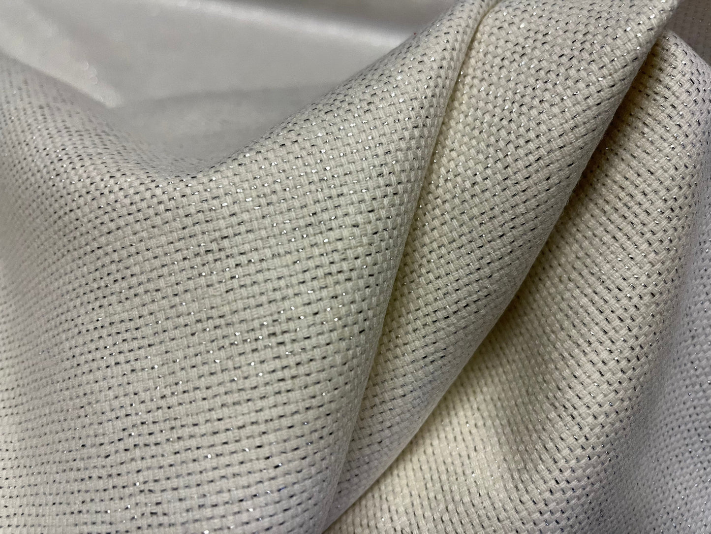 NEW High Class Ivory Wool Tweed Silver Lurex Fabric