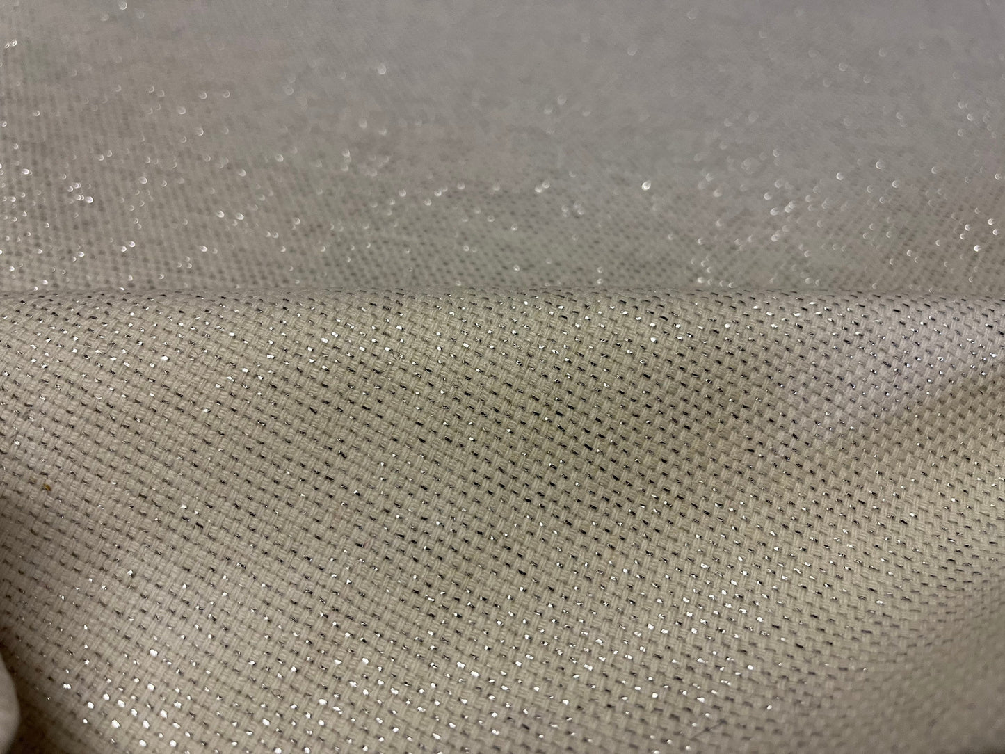 NEW High Class Ivory Wool Tweed Silver Lurex Fabric