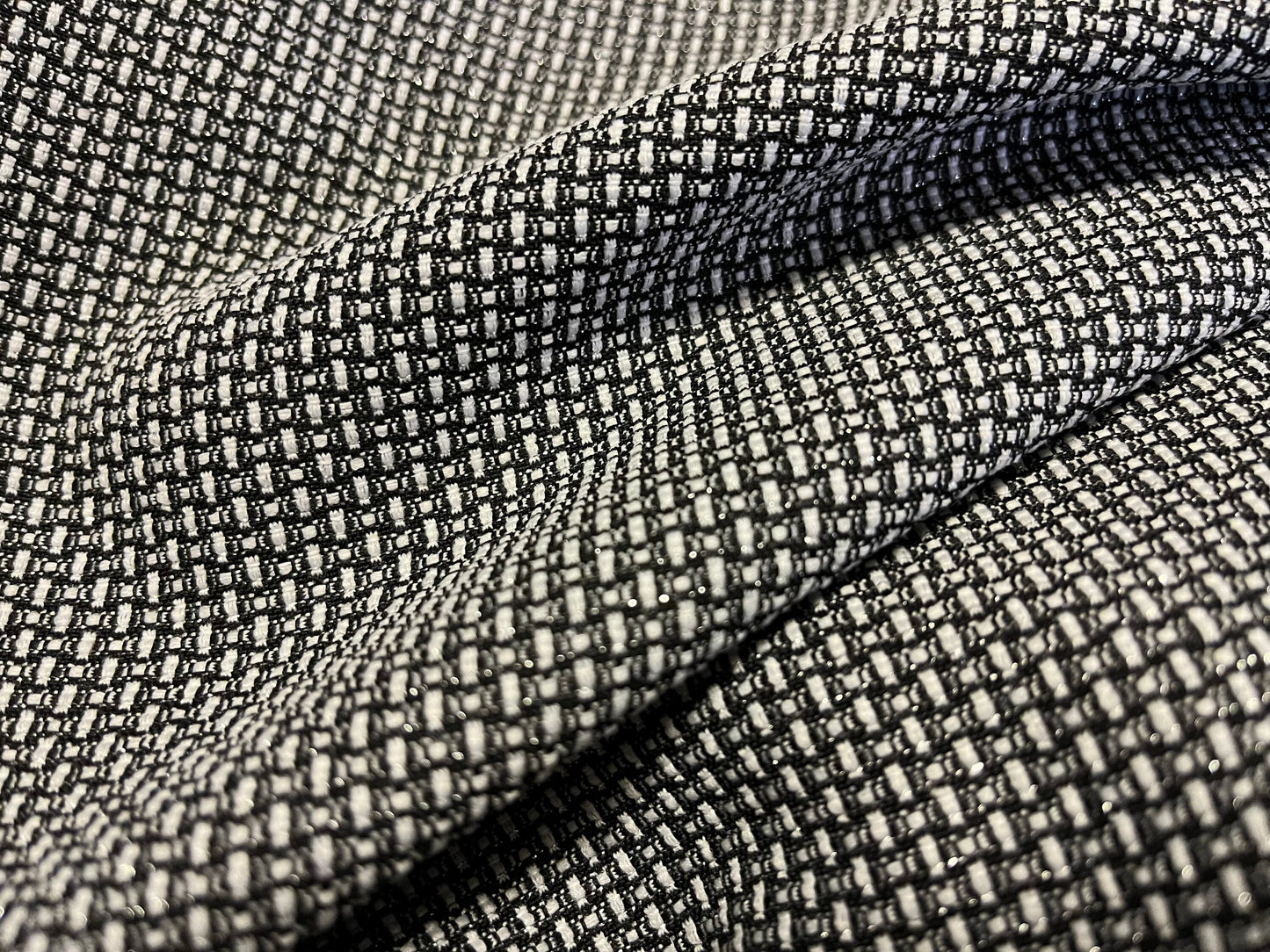 NEW High Class Black White Boucle Lurex Fabric