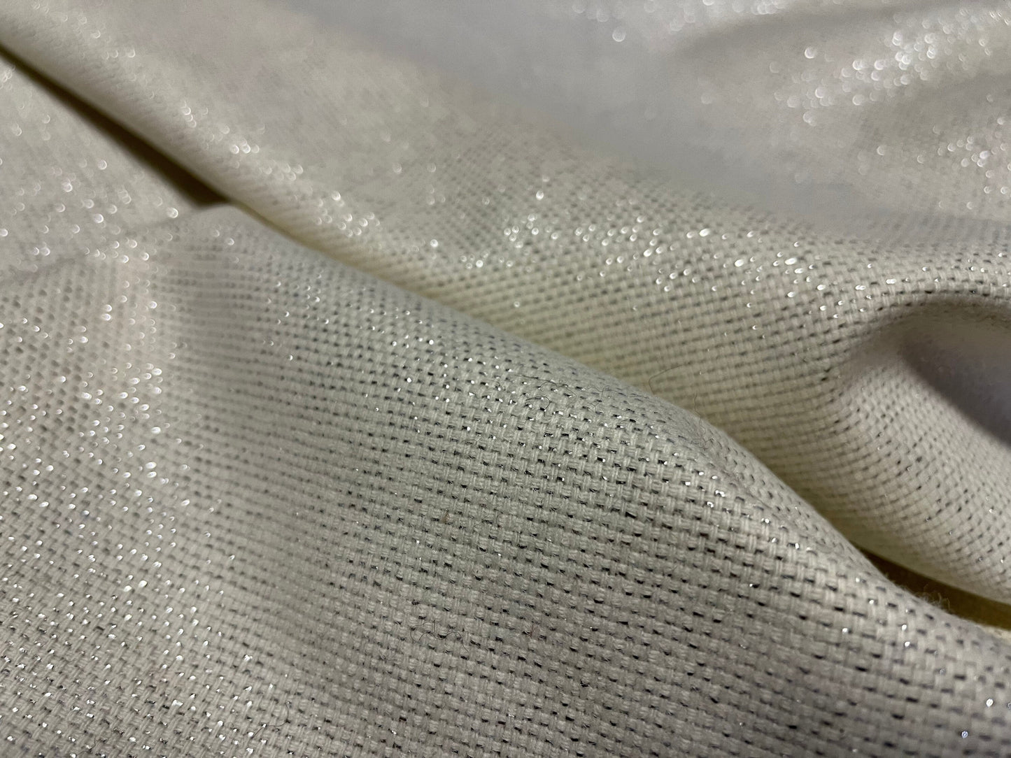 NEW High Class Ivory Wool Tweed Silver Lurex Fabric