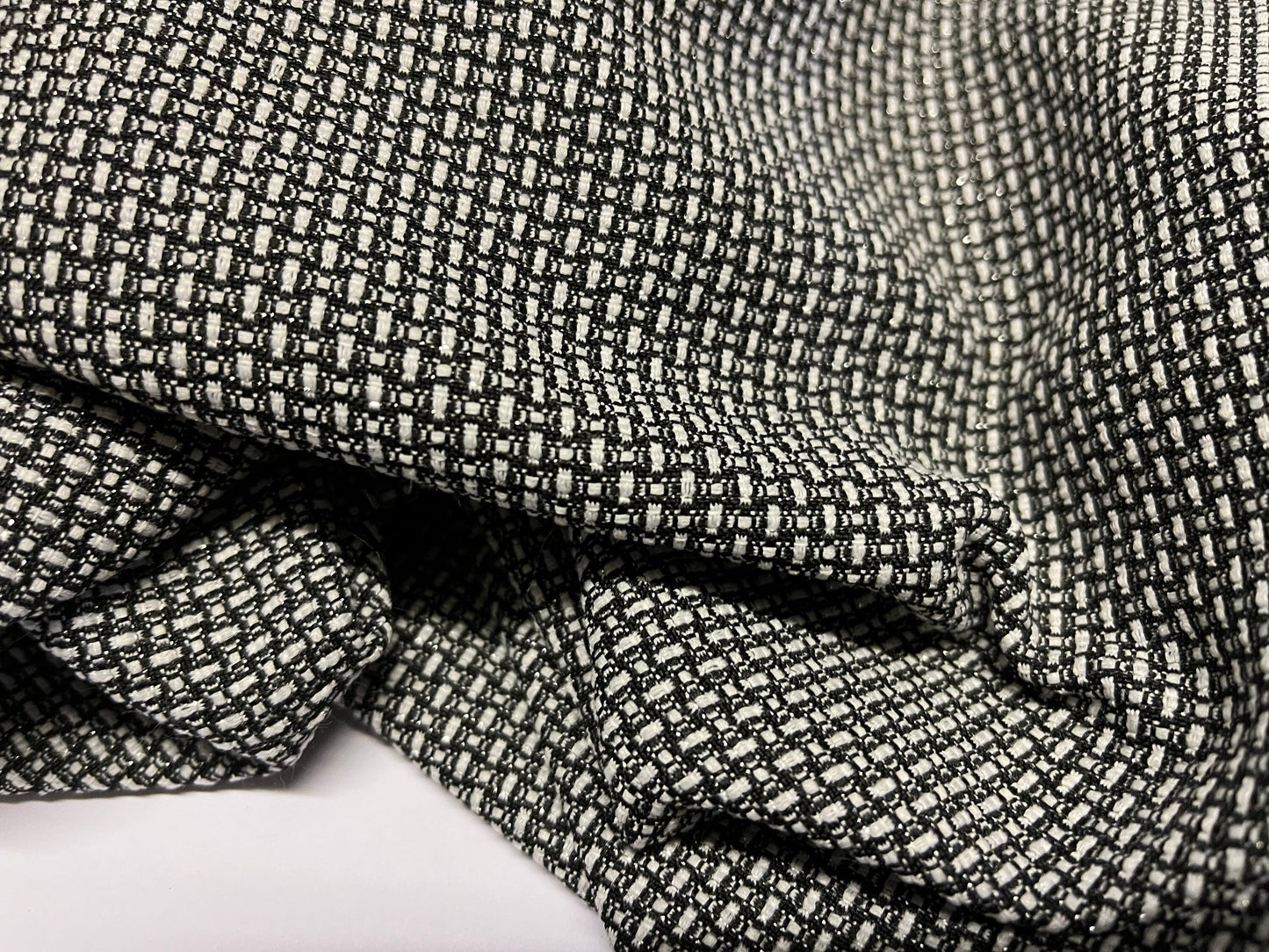 NEW High Class Black White Boucle Lurex Fabric