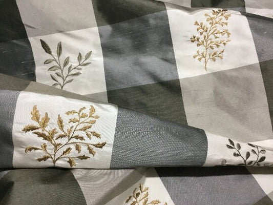 NEW High Class Floral Embroidered 100% Silk Taffeta Fabric