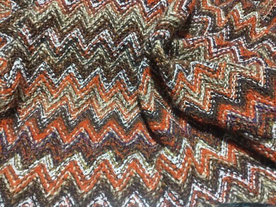 NEW High Class Designer Zigzag Stretch knitted Wool Fabric