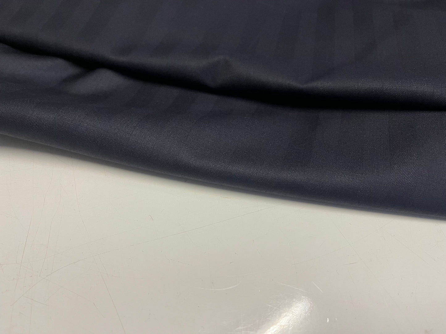 NEW High Class Dark Navy Super 160’s Wool & Silk Stripe Suiting Fabric