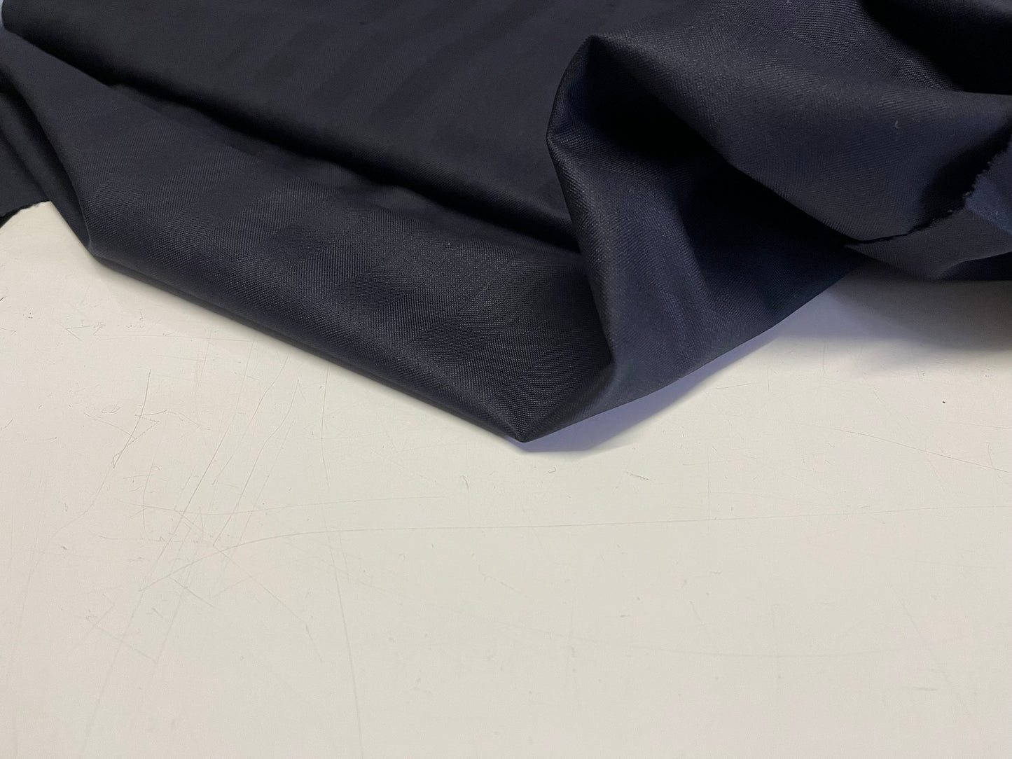 NEW High Class Dark Navy Super 160’s Wool & Silk Stripe Suiting Fabric