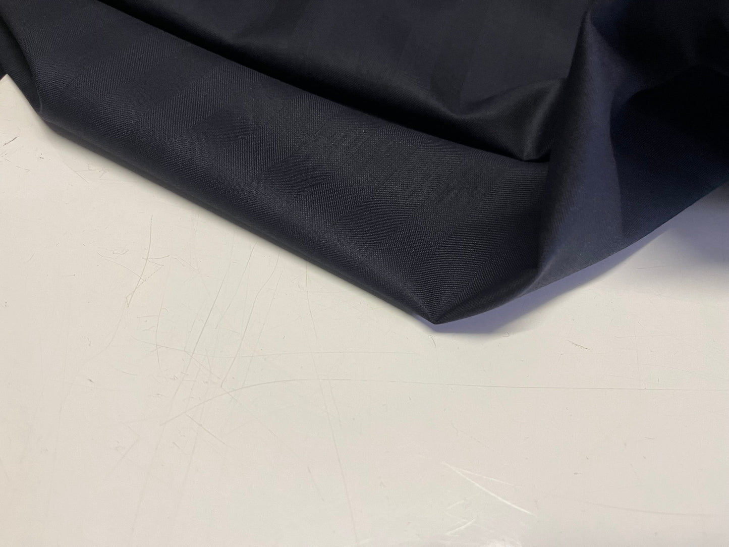 NEW High Class Dark Navy Super 160’s Wool & Silk Stripe Suiting Fabric