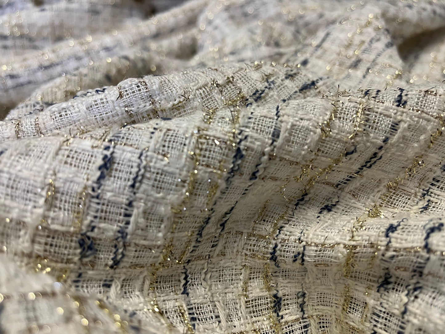 NEW High Class Tweed Boucle Gold Lurex Fabric (SLIGHT SECONDS)