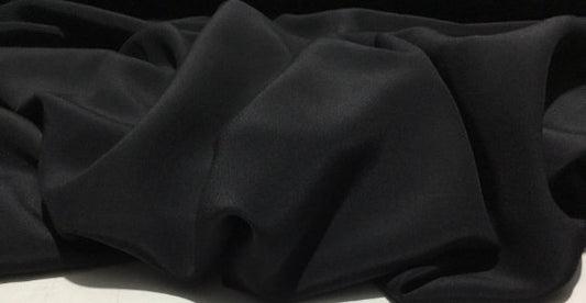 NEW High Class Black 100% Pure Silk Crepe De Chine Fabric