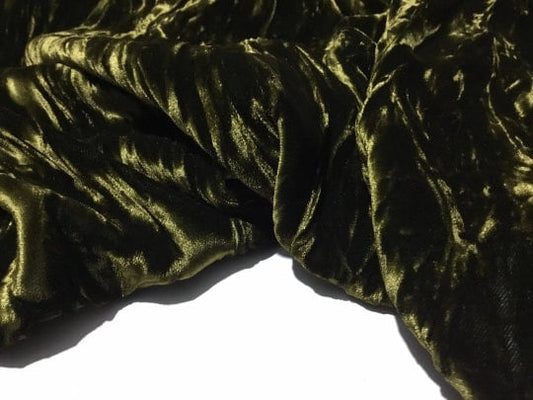 NEW High Class Khaki Green Crushed Silk Viscose Velvet Fabric