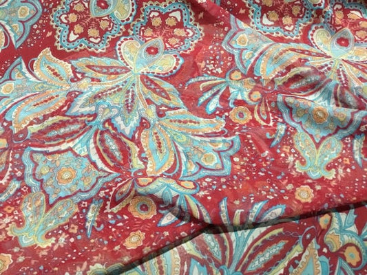 NEW High Class 100% Pure Silk Chiffon Floral Print Fabric