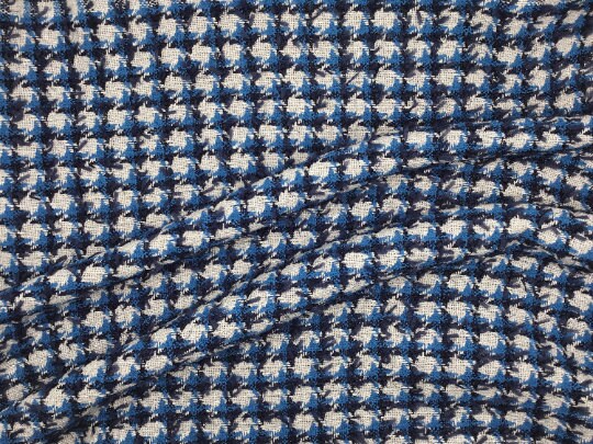 NEW High Class Houndtooth Couture Metallic Silver Wool Tweed Ribbon Boucle Fabric