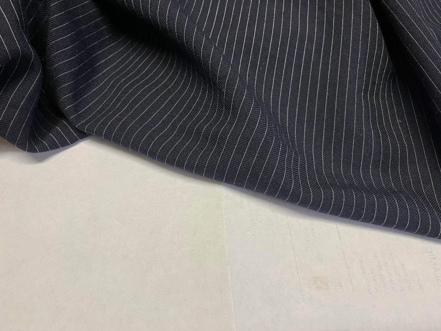 NEW High Class Navy Stripe Superfine All Wool Worsted Made In Huddersfield England By Dugdale Bros Suiting Fabric