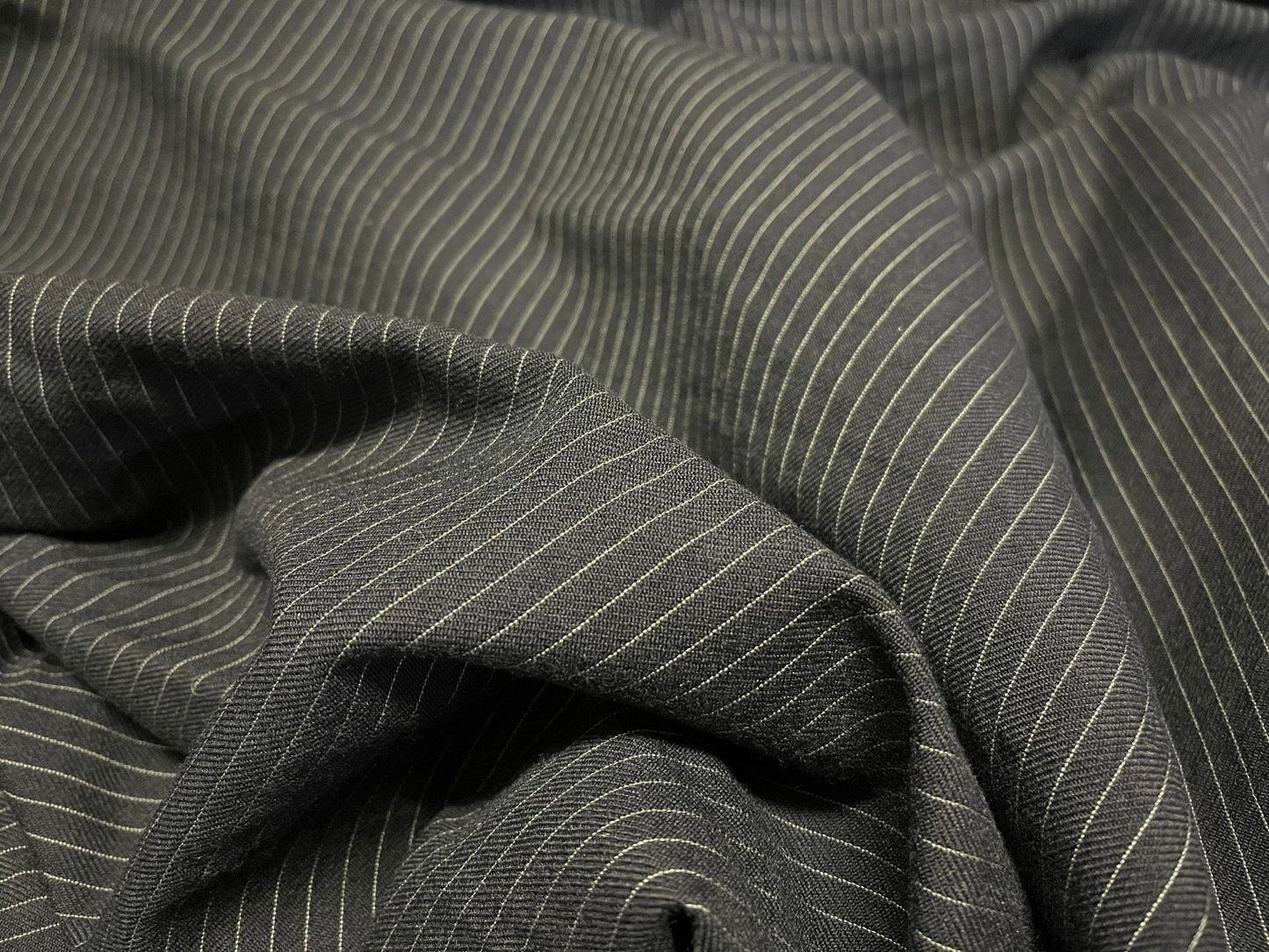 NEW High Class Navy Stripe Superfine All Wool Worsted Made In Huddersfield England By Dugdale Bros Suiting Fabric