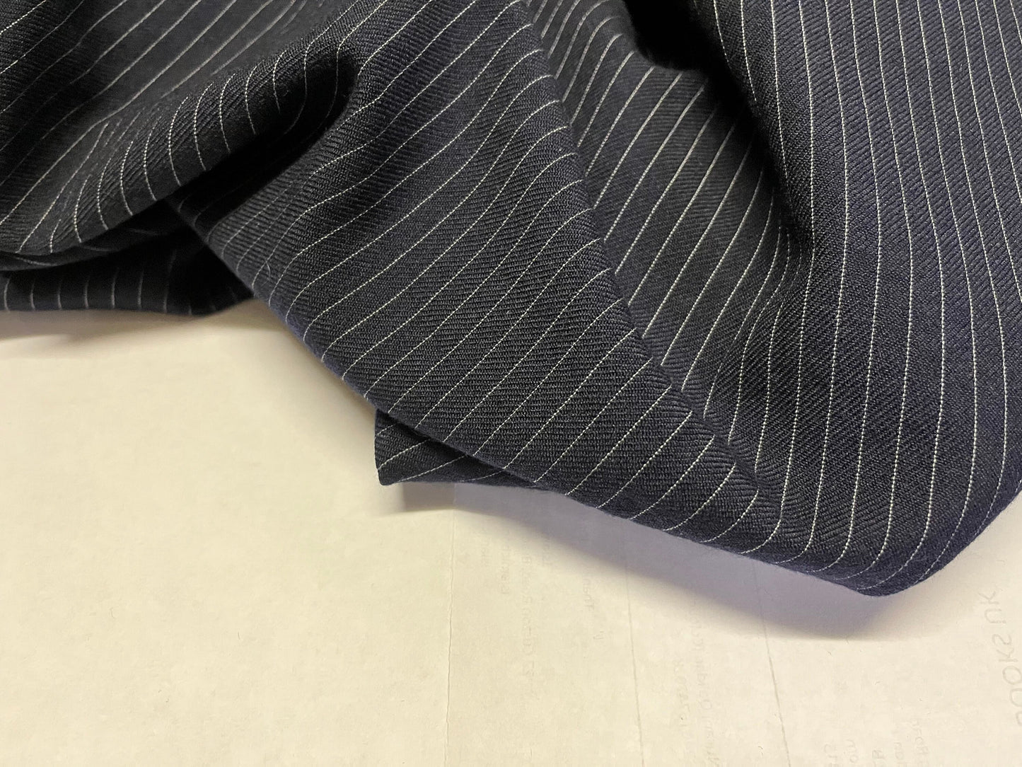 NEW High Class Navy Stripe Superfine All Wool Worsted Made In Huddersfield England By Dugdale Bros Suiting Fabric