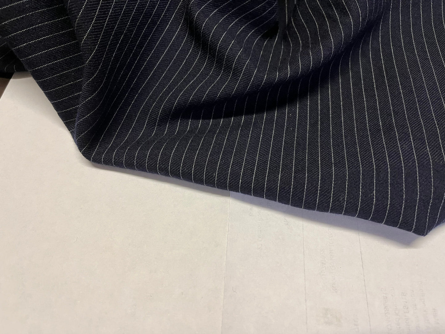 NEW High Class Navy Stripe Superfine All Wool Worsted Made In Huddersfield England By Dugdale Bros Suiting Fabric