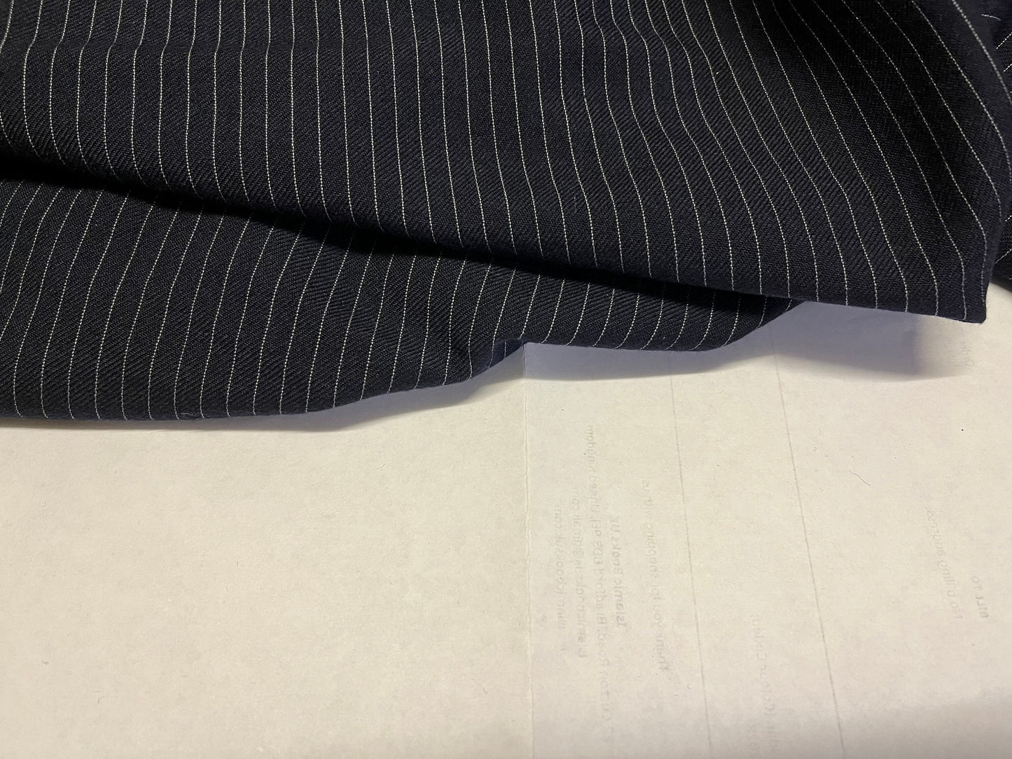 NEW High Class Navy Stripe Superfine All Wool Worsted Made In Huddersfield England By Dugdale Bros Suiting Fabric