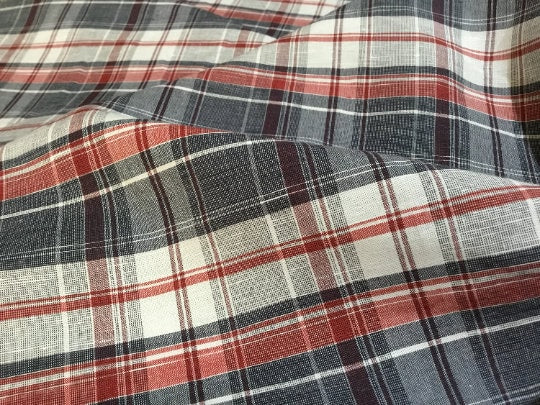 NEW High Class 100% Pure Irish Linen Check Fabric Made In Ireland