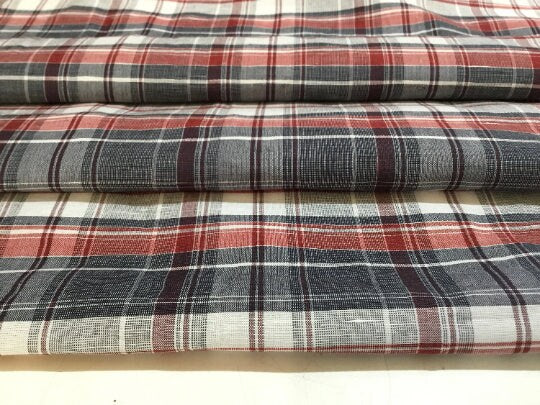 NEW High Class 100% Pure Irish Linen Check Fabric Made In Ireland