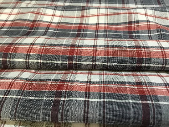 NEW High Class 100% Pure Irish Linen Check Fabric Made In Ireland