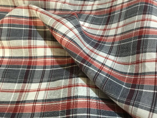 NEW High Class 100% Pure Irish Linen Check Fabric Made In Ireland