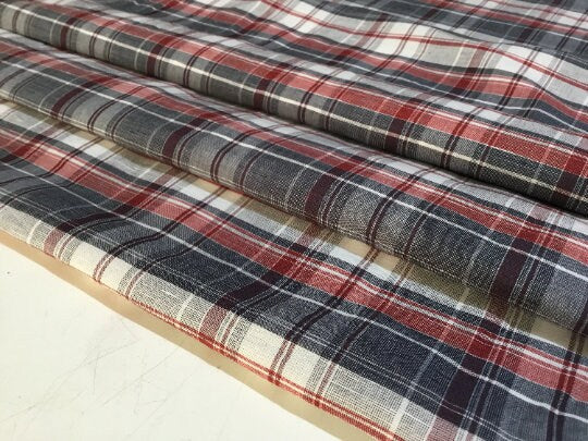 NEW High Class 100% Pure Irish Linen Check Fabric Made In Ireland