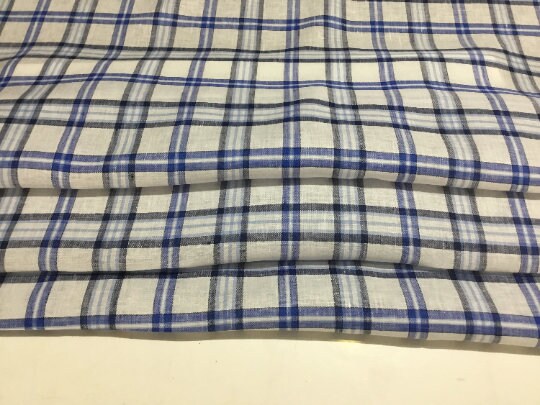 NEW High Class 100% Pure Irish Linen Check Fabric Made In Ireland